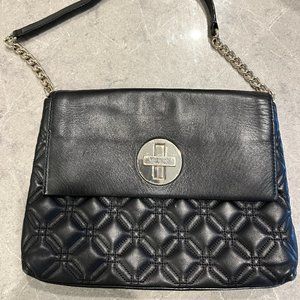 KATE SPADE Black Leather Quilted Shoulder Bag Handbag Women's Purse